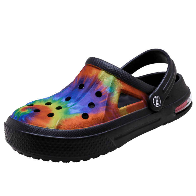 Sandales Homme Femme Chaussures à Trous Sabots en Caoutchouc Chaussures de Jardin pour Couple Imprimé Couleur Coussin d'Air Sandales de Plage Sabots de Jardin Unisexe Légers à Enfiler Sandales de Plage Homme Femme Chaussures Aquatiques