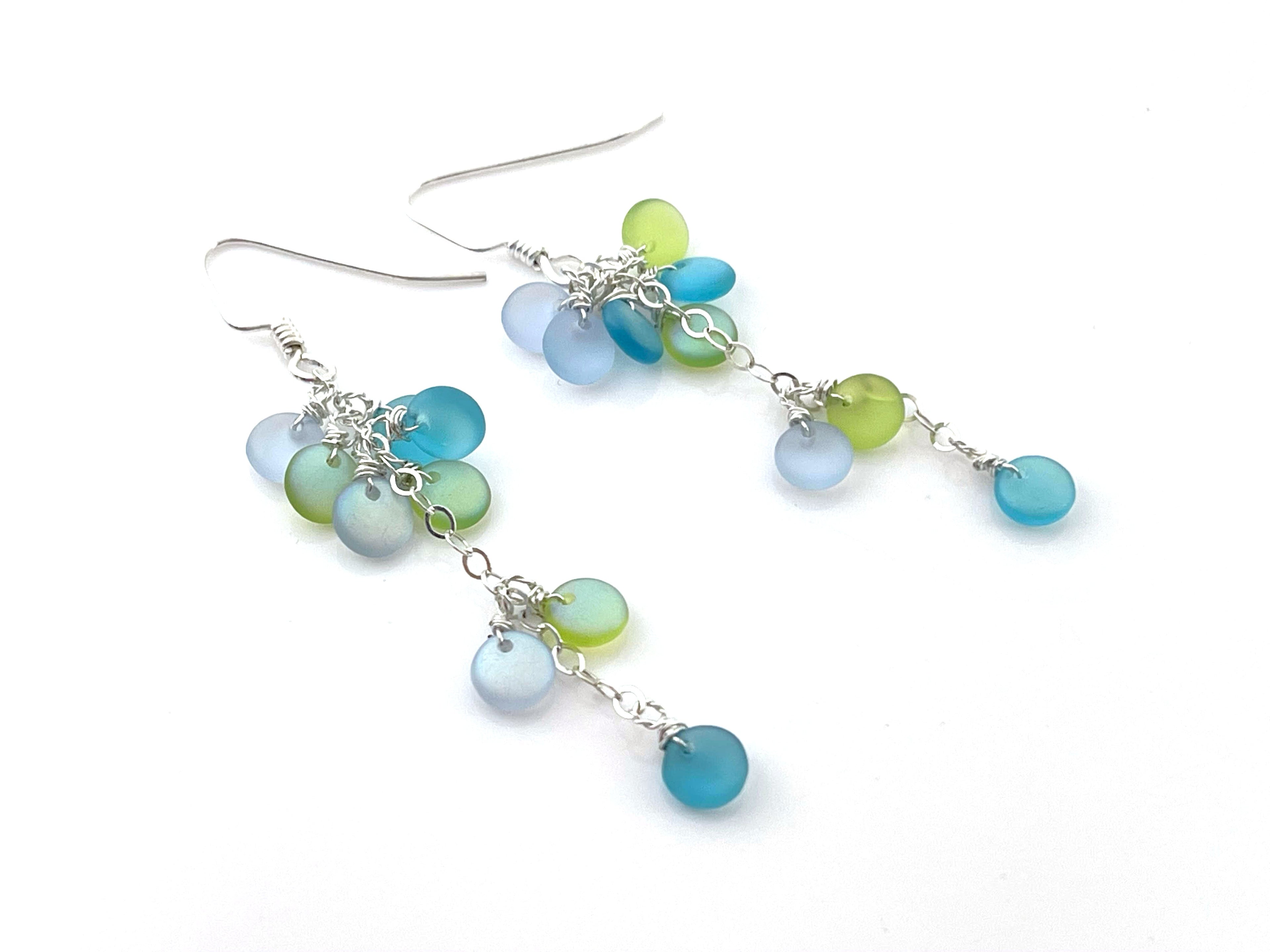 Mermaid Scale Sea Glass Earrings
