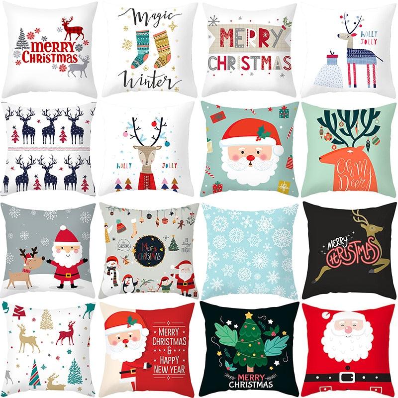 Joyeux Noël Décoration Cadeau de Noël Nouvel An pour la maison Renne Père Noël Série de Noël Housse de coussin Taie d'oreiller Personnalisée Carrée Fermeture Éclair Housse de coussin sapin Ornement de Noël