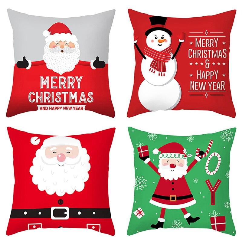 Joyeux Noël Décoration Cadeau de Noël Nouvel An pour la maison Renne Père Noël Série de Noël Housse de coussin Taie d'oreiller Personnalisée Carrée Fermeture Éclair Housse de coussin sapin Ornement de Noël
