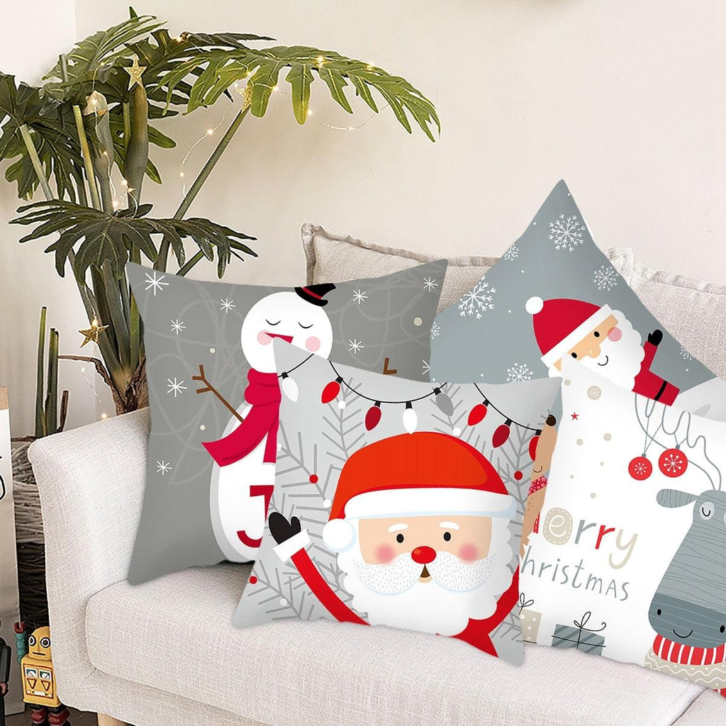 Joyeux Noël Décoration Cadeau de Noël Nouvel An pour la maison Renne Père Noël Série de Noël Housse de coussin Taie d'oreiller Personnalisée Carrée Fermeture Éclair Housse de coussin sapin Ornement de Noël