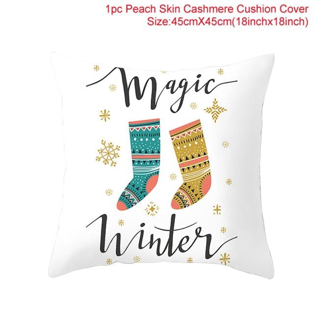 Joyeux Noël Décoration Cadeau de Noël Nouvel An pour la maison Renne Père Noël Série de Noël Housse de coussin Taie d'oreiller Personnalisée Carrée Fermeture Éclair Housse de coussin sapin Ornement de Noël