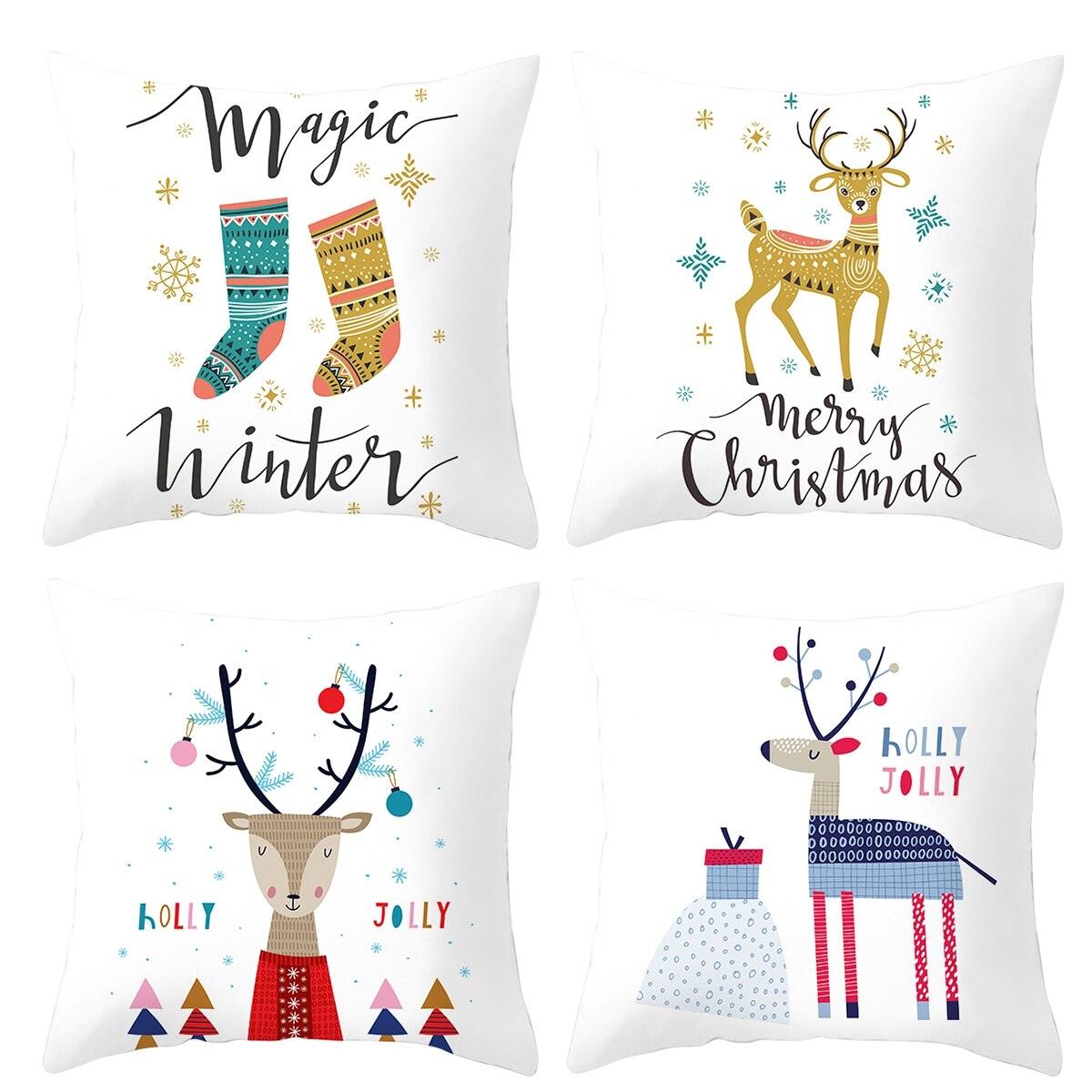 Joyeux Noël Décoration Cadeau de Noël Nouvel An pour la maison Renne Père Noël Série de Noël Housse de coussin Taie d'oreiller Personnalisée Carrée Fermeture Éclair Housse de coussin sapin Ornement de Noël