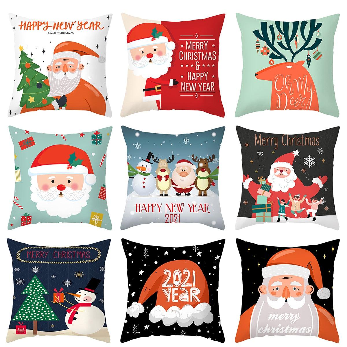 Joyeux Noël Décoration Cadeau de Noël Nouvel An pour la maison Renne Père Noël Série de Noël Housse de coussin Taie d'oreiller Personnalisée Carrée Fermeture Éclair Housse de coussin sapin Ornement de Noël