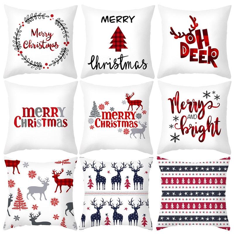 Joyeux Noël Décoration Cadeau de Noël Nouvel An pour la maison Renne Père Noël Série de Noël Housse de coussin Taie d'oreiller Personnalisée Carrée Fermeture Éclair Housse de coussin sapin Ornement de Noël