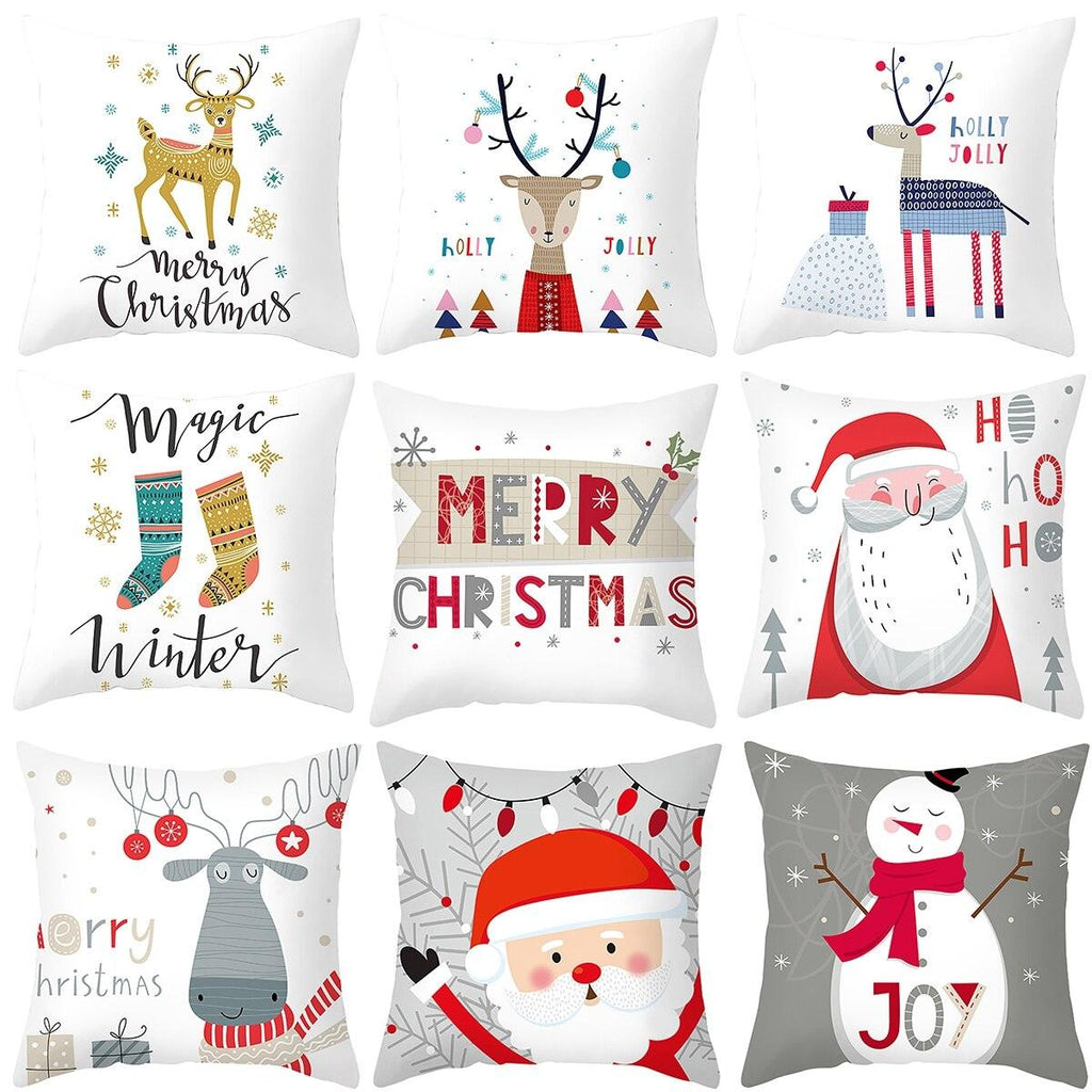 Joyeux Noël Décoration Cadeau de Noël Nouvel An pour la maison Renne Père Noël Série de Noël Housse de coussin Taie d'oreiller Personnalisée Carrée Fermeture Éclair Housse de coussin sapin Ornement de Noël
