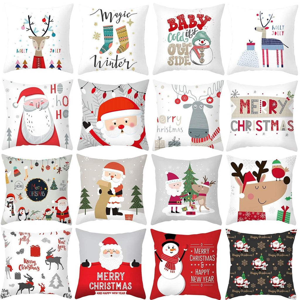 Joyeux Noël Décoration Cadeau de Noël Nouvel An pour la maison Renne Père Noël Série de Noël Housse de coussin Taie d'oreiller Personnalisée Carrée Fermeture Éclair Housse de coussin sapin Ornement de Noël