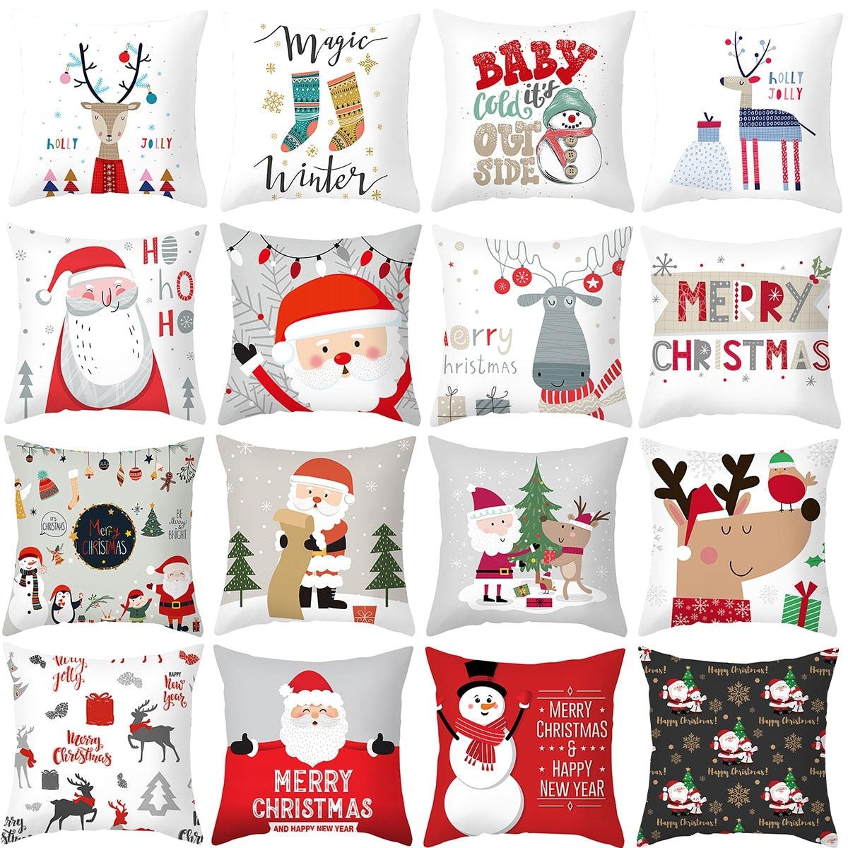 Joyeux Noël Décoration Cadeau de Noël Nouvel An pour la maison Renne Père Noël Série de Noël Housse de coussin Taie d'oreiller Personnalisée Carrée Fermeture Éclair Housse de coussin sapin Ornement de Noël