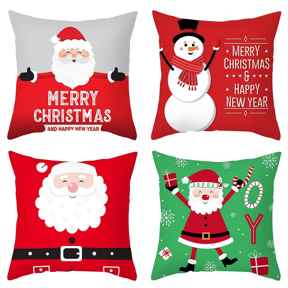 Joyeux Noël Décoration Cadeau de Noël Nouvel An pour la maison Renne Père Noël Série de Noël Housse de coussin Taie d'oreiller Personnalisée Carrée Fermeture Éclair Housse de coussin sapin Ornement de Noël