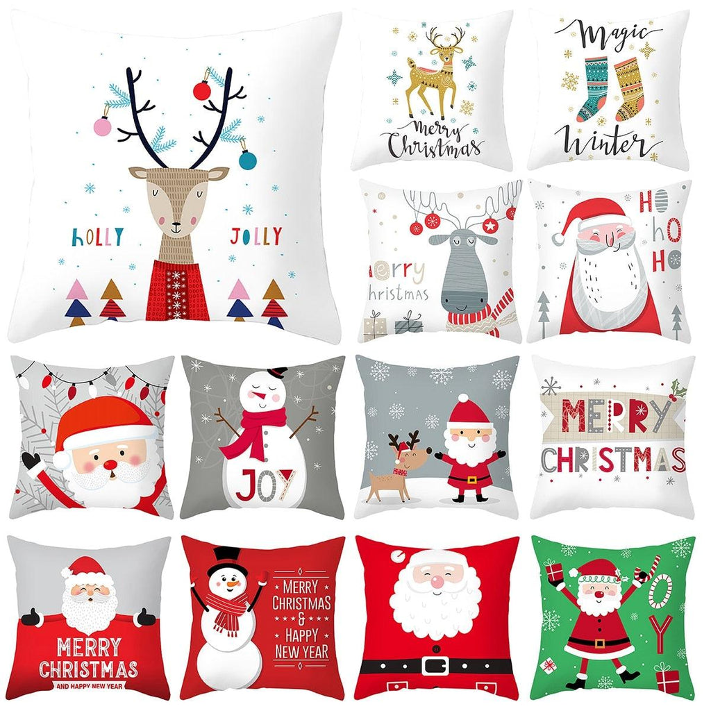 Joyeux Noël Décoration Cadeau de Noël Nouvel An pour la maison Renne Père Noël Série de Noël Housse de coussin Taie d'oreiller Personnalisée Carrée Fermeture Éclair Housse de coussin sapin Ornement de Noël