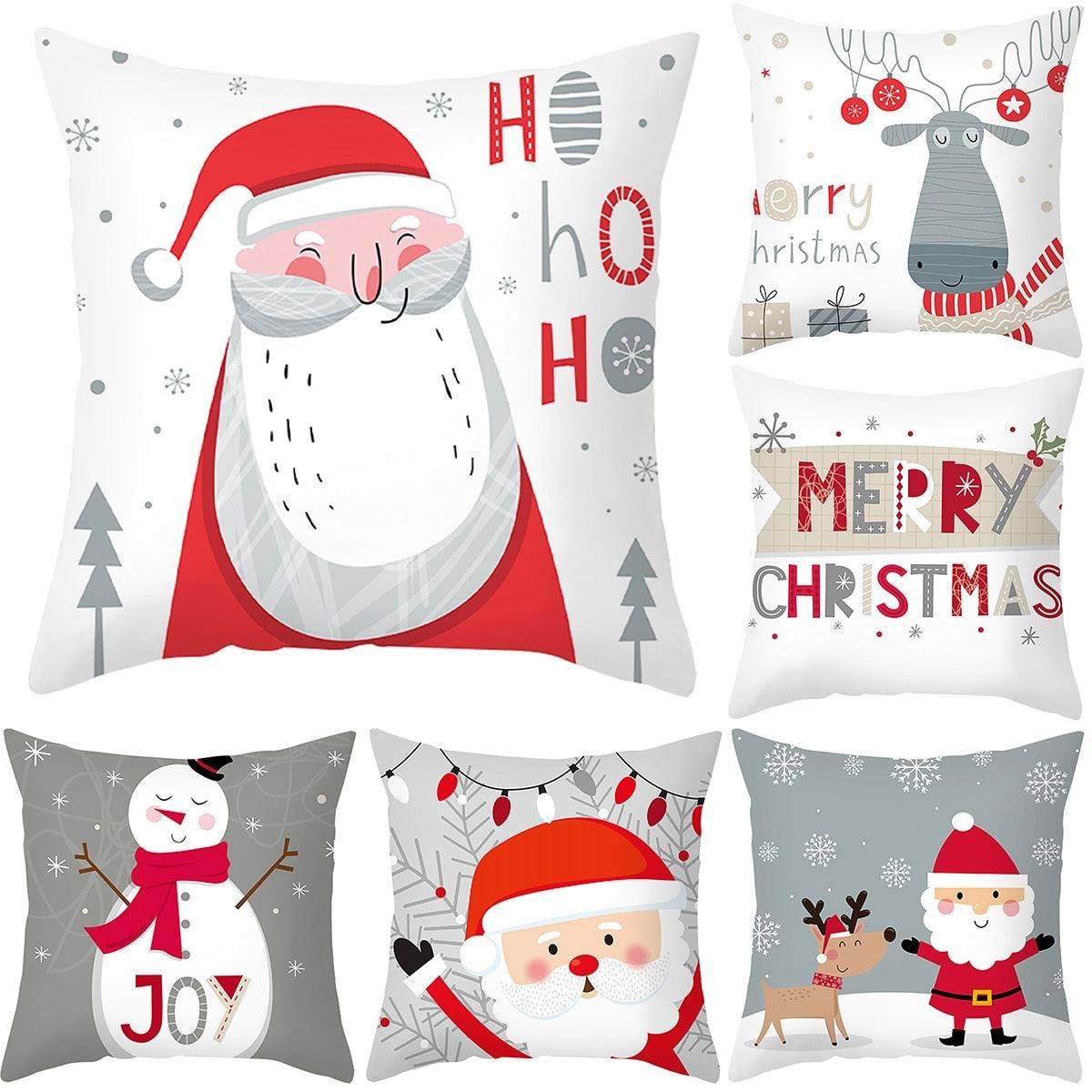 Joyeux Noël Décoration Cadeau de Noël Nouvel An pour la maison Renne Père Noël Série de Noël Housse de coussin Taie d'oreiller Personnalisée Carrée Fermeture Éclair Housse de coussin sapin Ornement de Noël