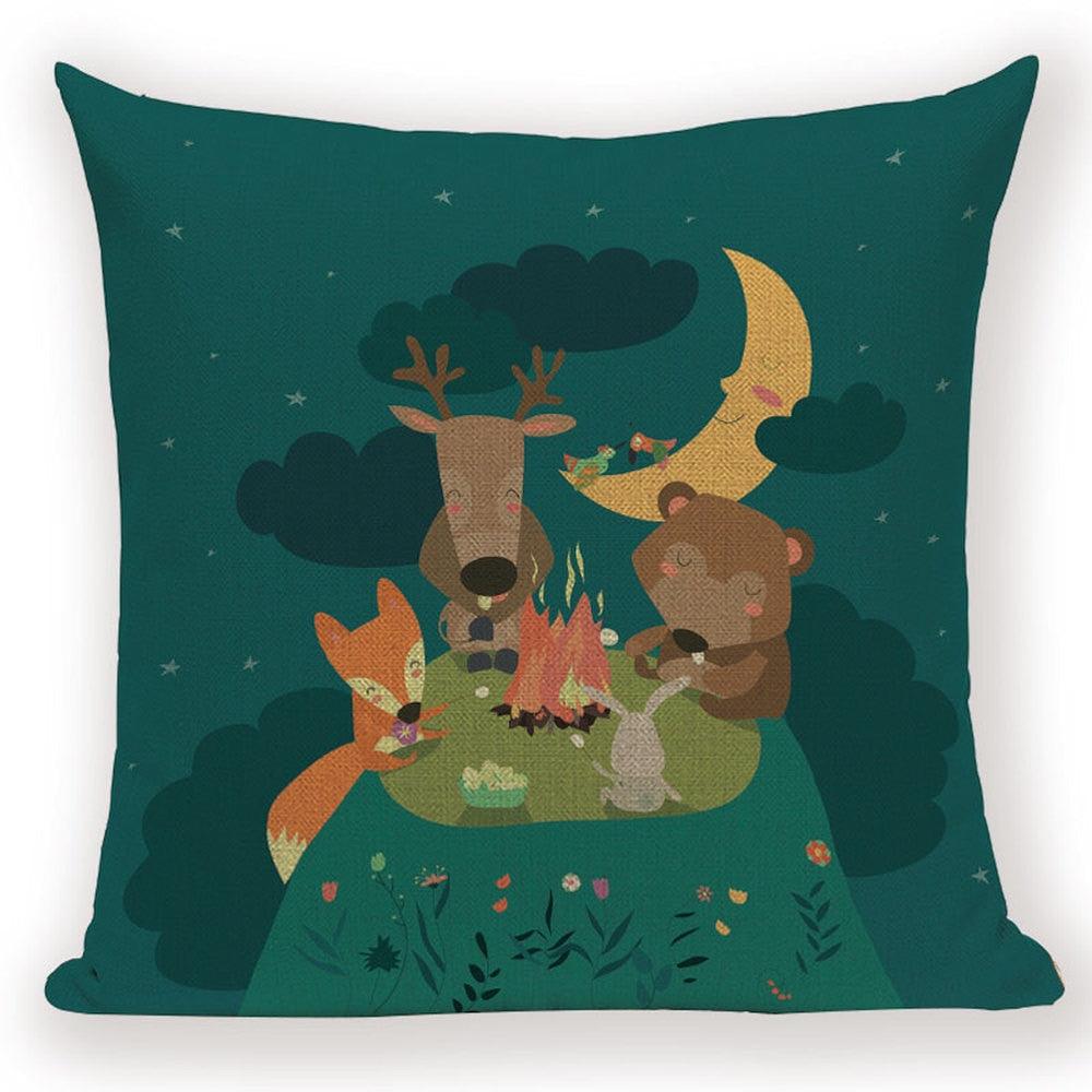 Joyeux Noël Arbre Mignon Cerf Joyeux Festival Nouvel An Décorations Housse de coussin de Noël Taies d'oreiller décoratives de Noël en coton lin Housse de coussin carrée pour canapé de maison lit
