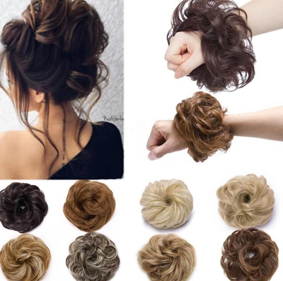 Chignon désordonné avec élastique, fausse mèche de cheveux synthétiques pour femme, élastique à chignon, postiches pour femme, chignon donut, extension de cheveux à clip pour chignons volumineux pour filles