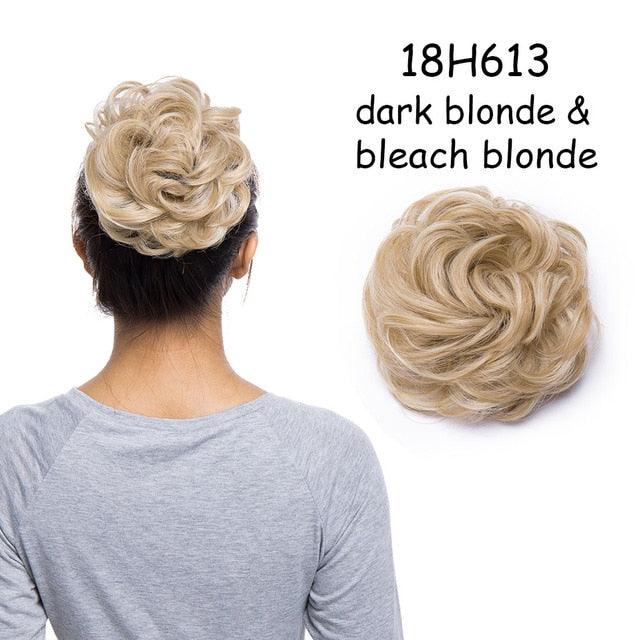 Chignon désordonné avec élastique, fausse mèche de cheveux synthétiques pour femme, élastique à chignon, postiches pour femme, chignon donut, extension de cheveux à clip pour chignons volumineux pour filles