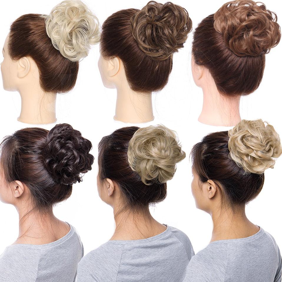 Chignon désordonné avec élastique, fausse mèche de cheveux synthétiques pour femme, élastique à chignon, postiches pour femme, chignon donut, extension de cheveux à clip pour chignons volumineux pour filles