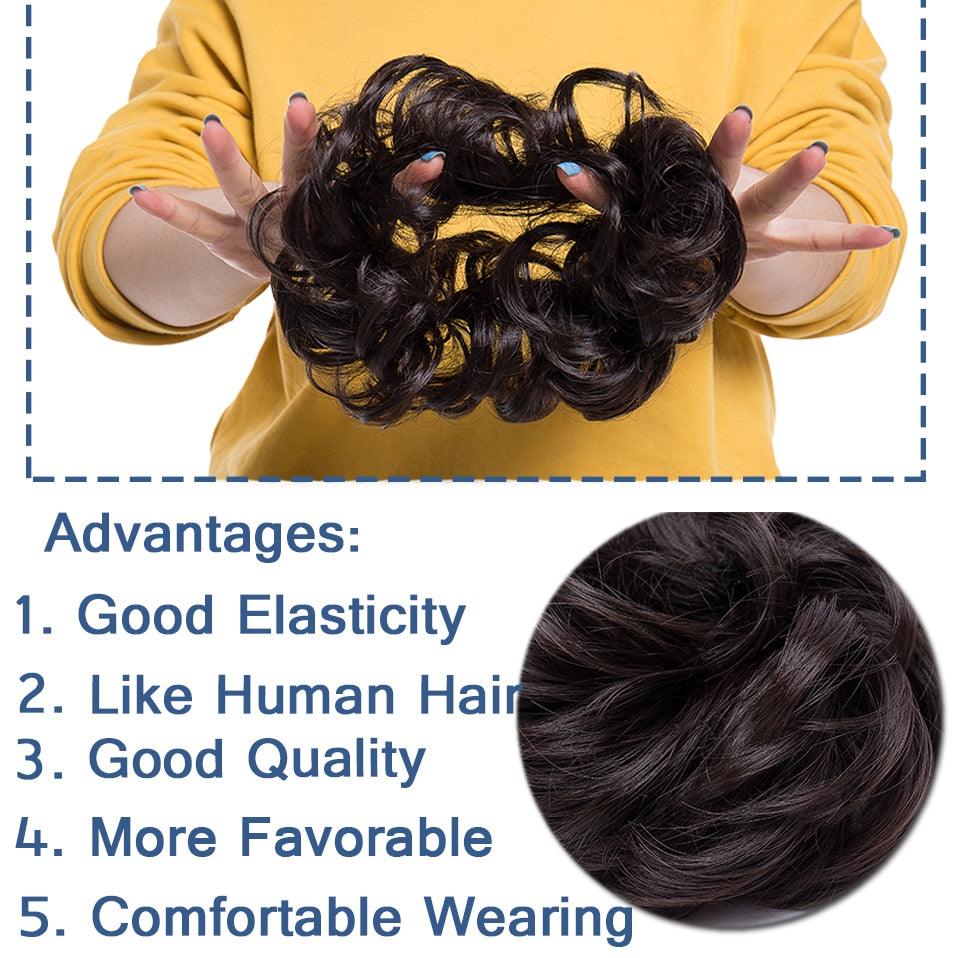 Chignon désordonné avec élastique, fausse mèche de cheveux synthétiques pour femme, élastique à chignon, postiches pour femme, chignon donut, extension de cheveux à clip pour chignons volumineux pour filles