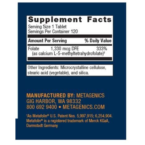 Metagenics FolaPro Methylated Folate Supplement - 120 Servings