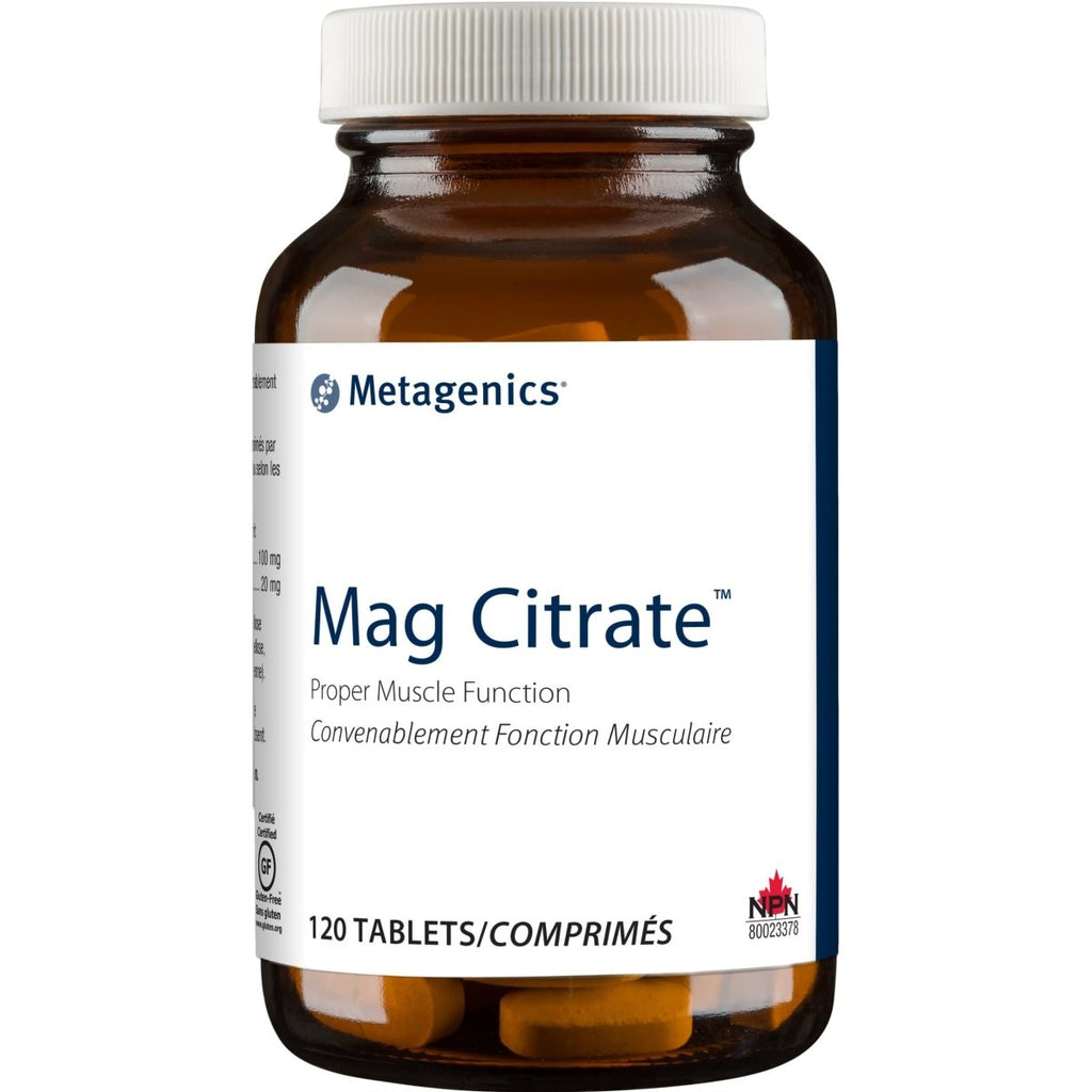 Metagenics Mag Citrate, Citrate de magnésium avec du calcium pour aider à soutenir le bon fonctionnement musculaire - 30 portions