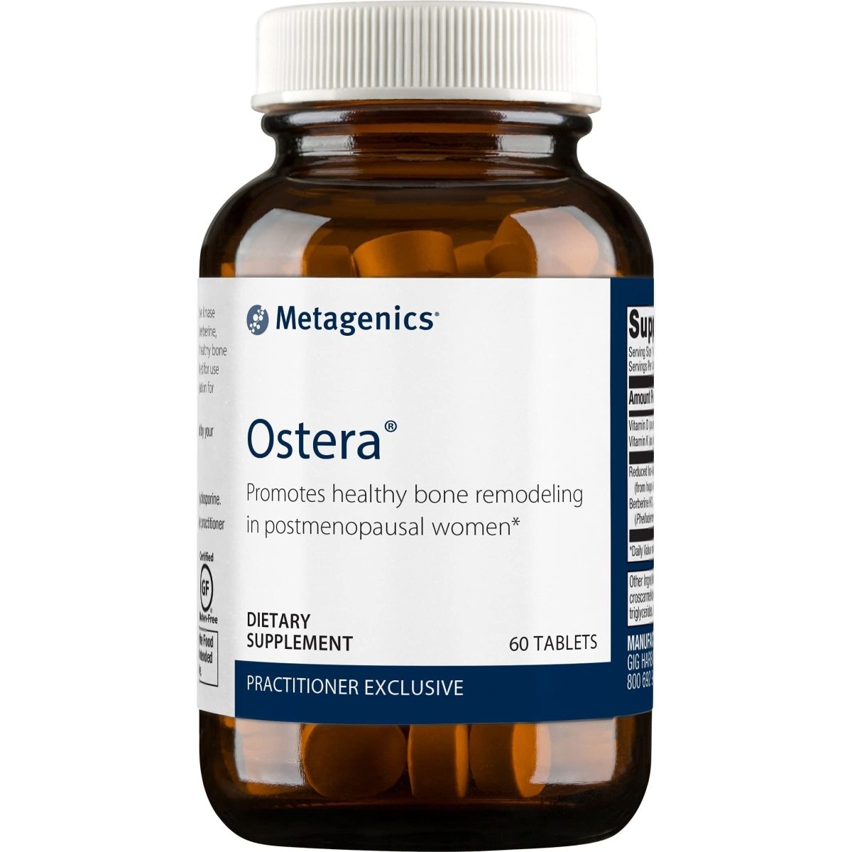 Metagenics Ostera, supplément de vitamine D, K et berbérine, pour favoriser un remodelage osseux sain chez les femmes post-ménopausées - 60 comprimés