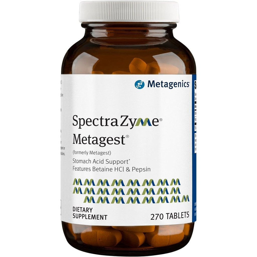 Metagenics SpectraZyme Metagest, supplément nutritionnel avec bétaïne HCL et pepsine pour aider à l'acidité gastrique, comprimés - 270 unités