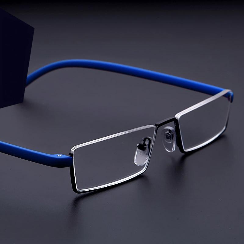 Lunettes de lecture anti-lumière bleue en métal, monture demi-cerclée, pour hommes et femmes, unisexe, élégantes, verres transparents +1,75, avec étui.
