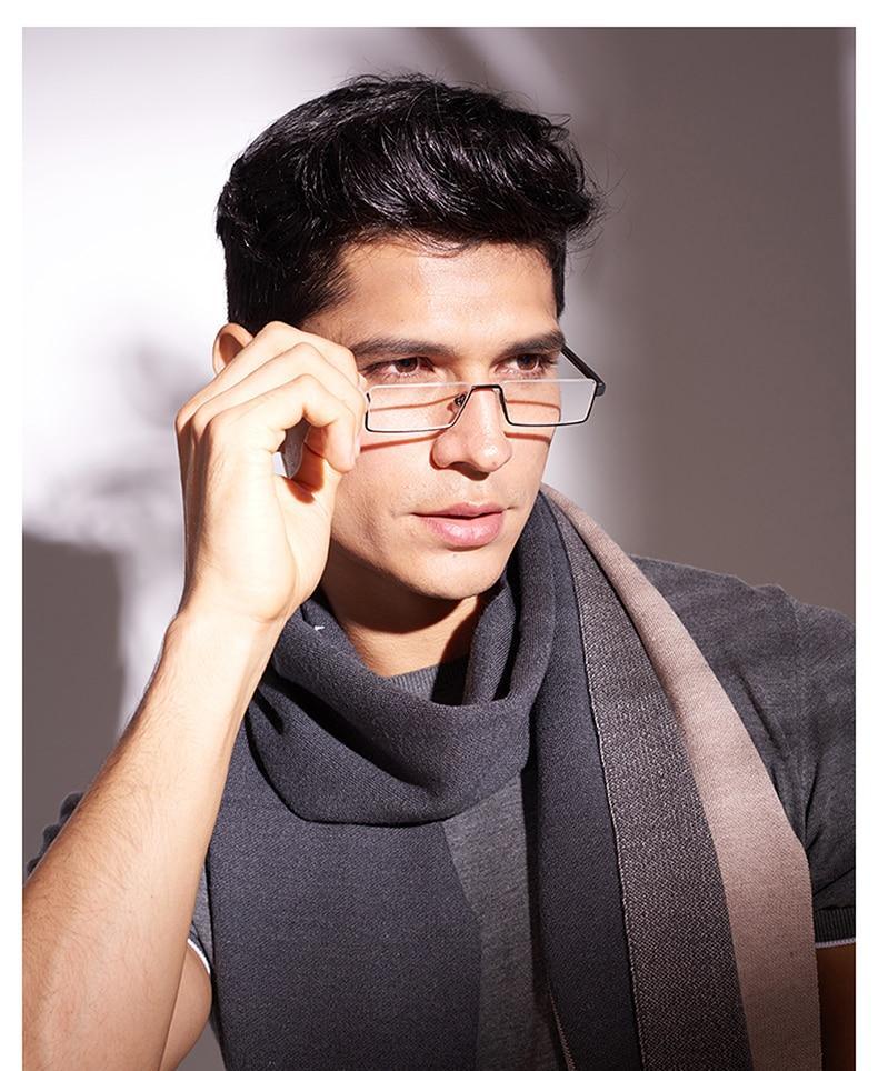 Lunettes de lecture anti-lumière bleue en métal, monture demi-cerclée, pour hommes et femmes, unisexe, élégantes, verres transparents +1,75, avec étui.