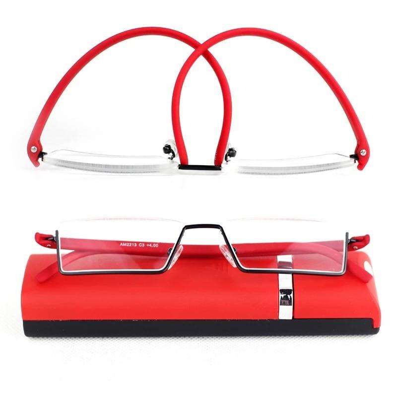 Lunettes de lecture anti-lumière bleue en métal, monture demi-cerclée, pour hommes et femmes, unisexe, élégantes, verres transparents +1,75, avec étui.