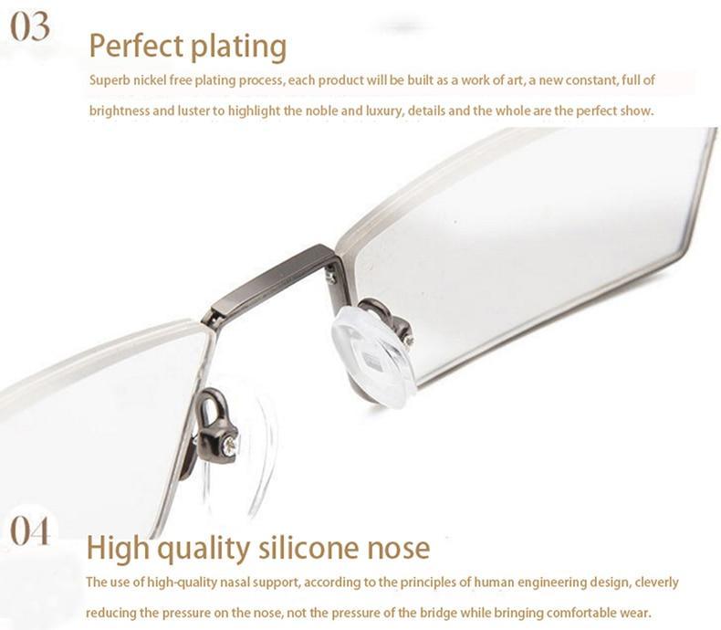 Lunettes de lecture anti-lumière bleue en métal, monture demi-cerclée, pour hommes et femmes, unisexe, élégantes, verres transparents +1,75, avec étui.