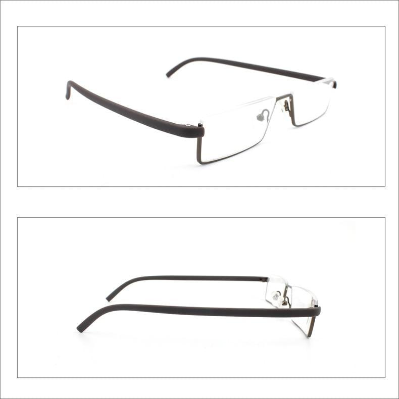 Lunettes de lecture anti-lumière bleue en métal, monture demi-cerclée, pour hommes et femmes, unisexe, élégantes, verres transparents +1,75, avec étui.