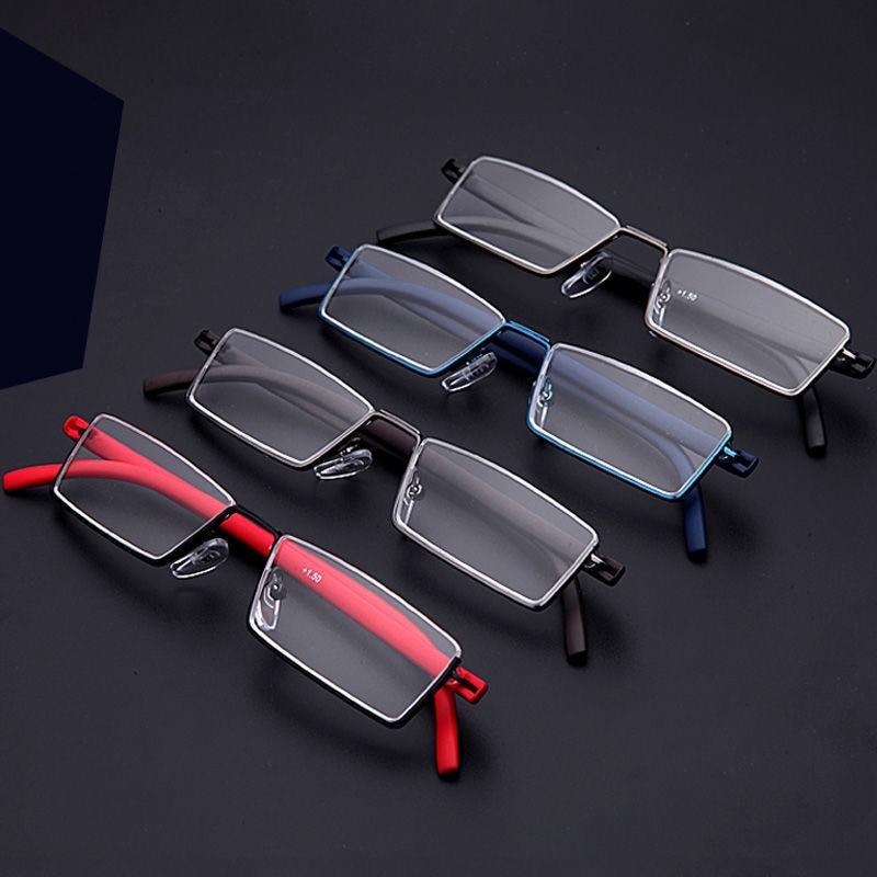 Lunettes de lecture anti-lumière bleue en métal, monture demi-cerclée, pour hommes et femmes, unisexe, élégantes, verres transparents +1,75, avec étui.