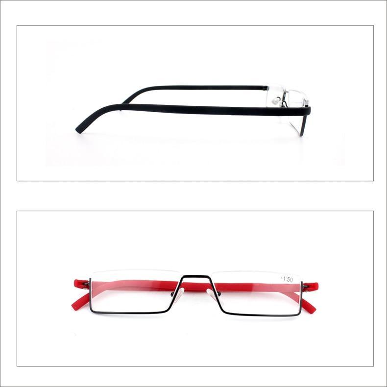Lunettes de lecture anti-lumière bleue en métal, monture demi-cerclée, pour hommes et femmes, unisexe, élégantes, verres transparents +1,75, avec étui.