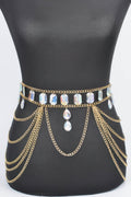 Ceinture chaîne à maillons métalliques avec pierre acrylique