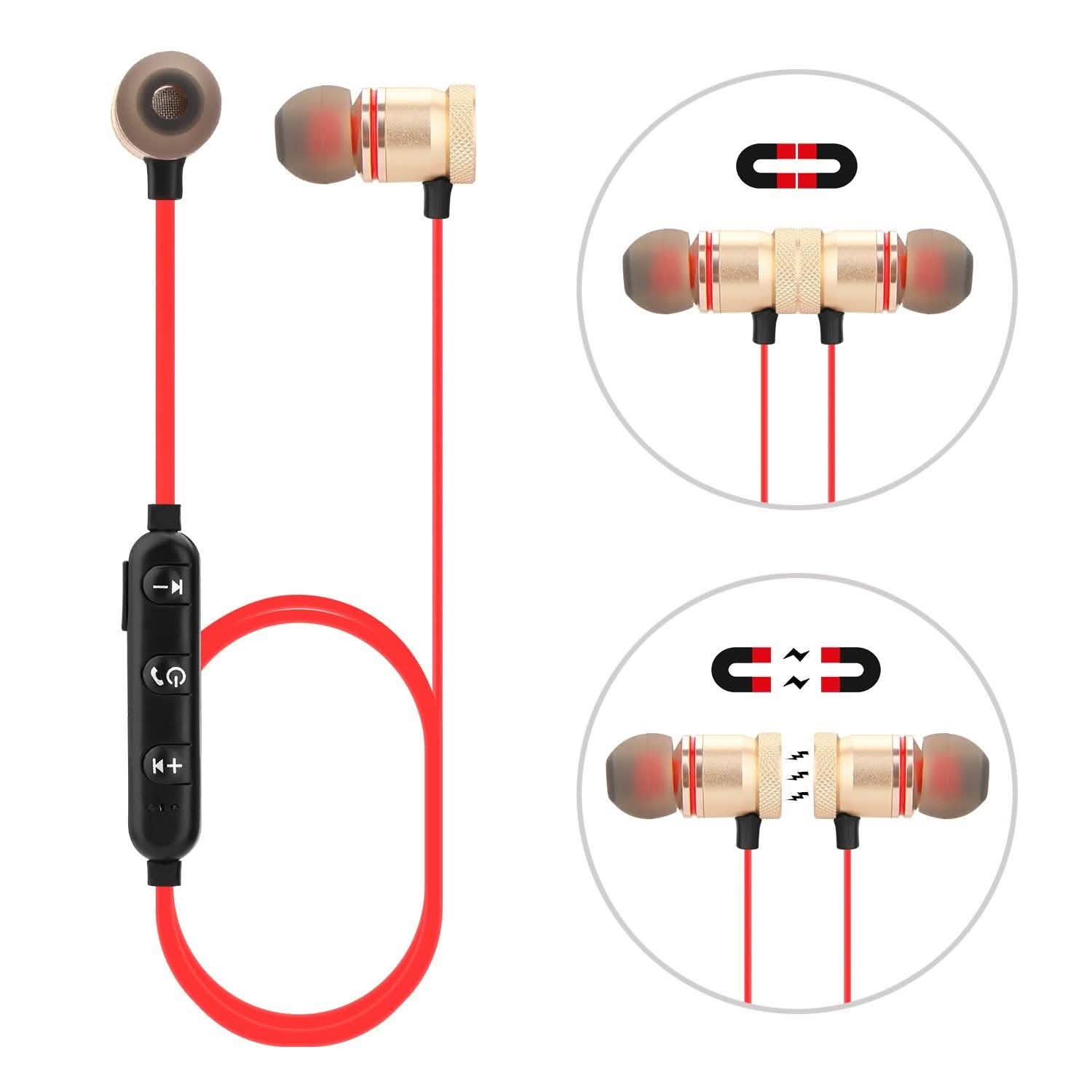 Écouteurs Bluetooth sans fil magnétiques en métal, casque de sport, basses stéréo