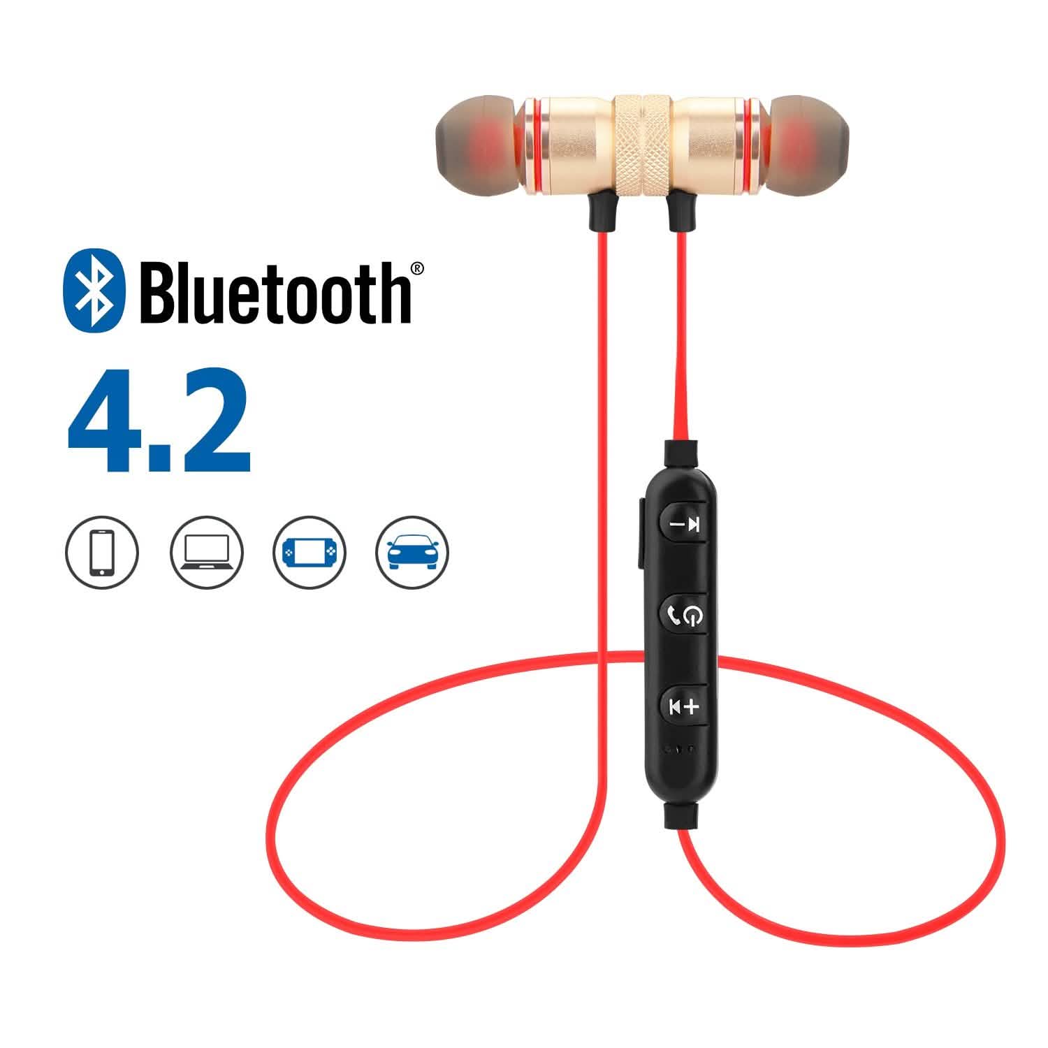 Écouteurs Bluetooth sans fil magnétiques en métal, casque de sport, basses stéréo