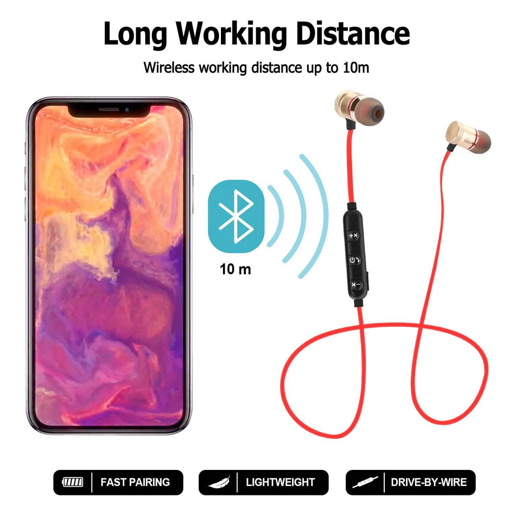 Écouteurs Bluetooth sans fil magnétiques en métal, casque de sport, basses stéréo