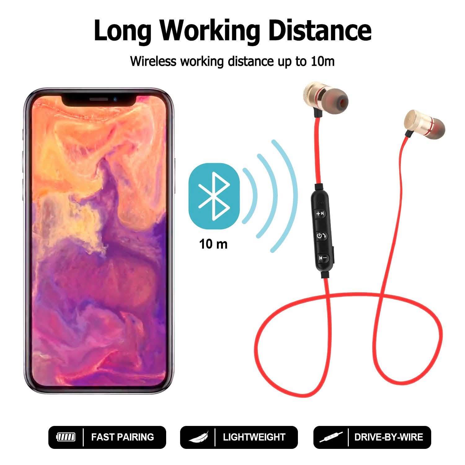 Écouteurs Bluetooth sans fil magnétiques en métal, casque de sport, basses stéréo