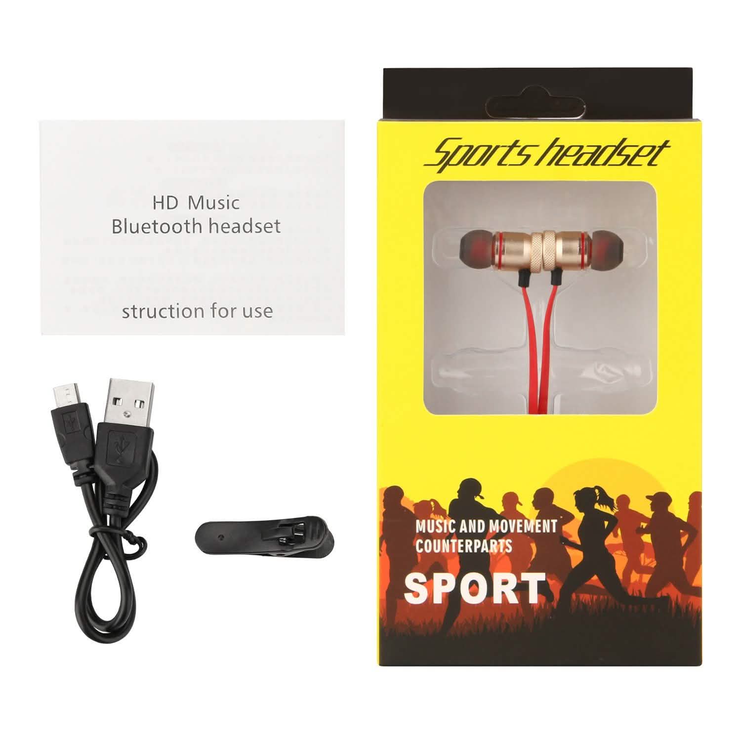 Écouteurs Bluetooth sans fil magnétiques en métal, casque de sport, basses stéréo