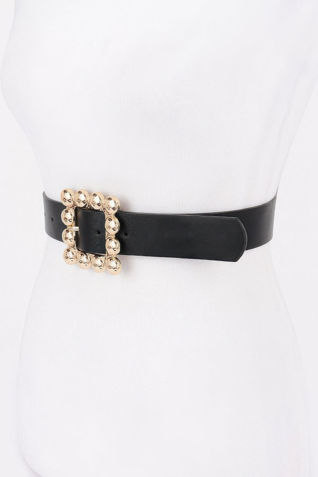 Ceinture en PU à boucle carrée en métal