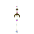 Carillon Éolien Métallique Cercle Lune Soleil Attrape-soleil Cristaux Ornement Énergie Chakra Prismes Boule de Cristal K9 Suspendus Chasseur d'Arc-en-ciel Rideaux de Fenêtre Pendentif Cadeaux Décoration Maison