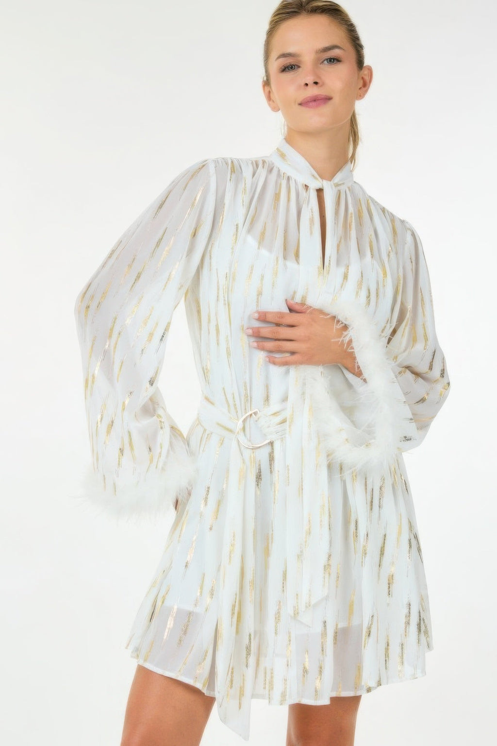 Robe Courte Imprimée Métallisée