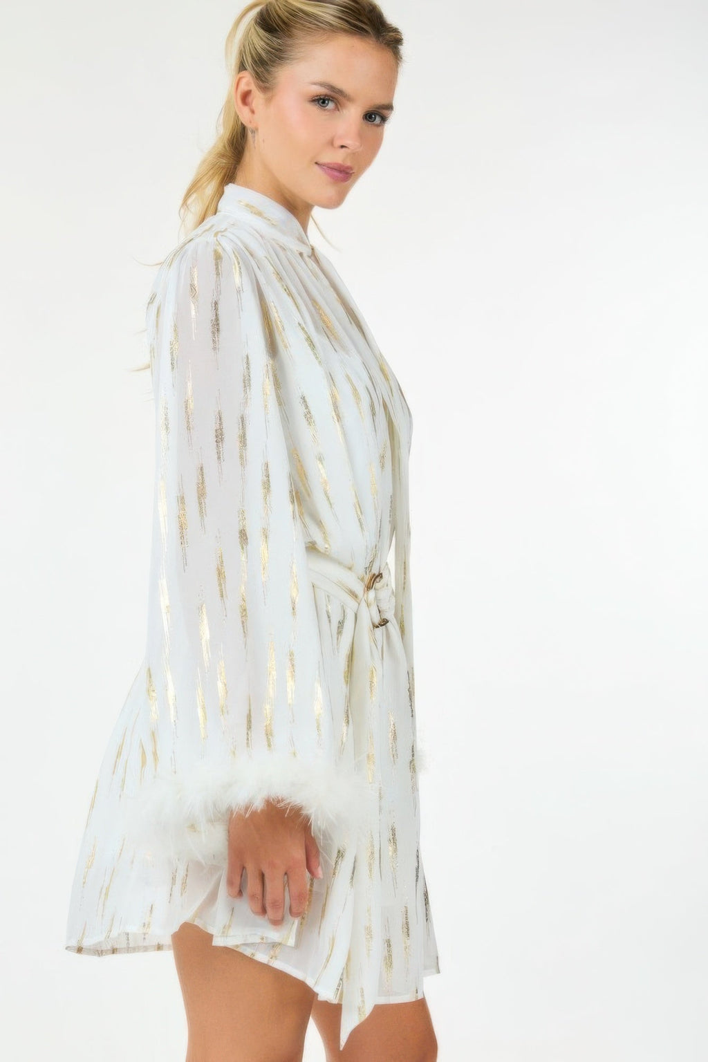 Robe Courte Imprimée Métallisée