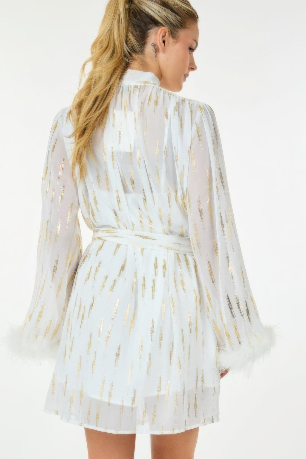 Robe Courte Imprimée Métallisée