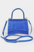 Sac à rabat avec poignée supérieure, orné de strass métalliques thermocollants