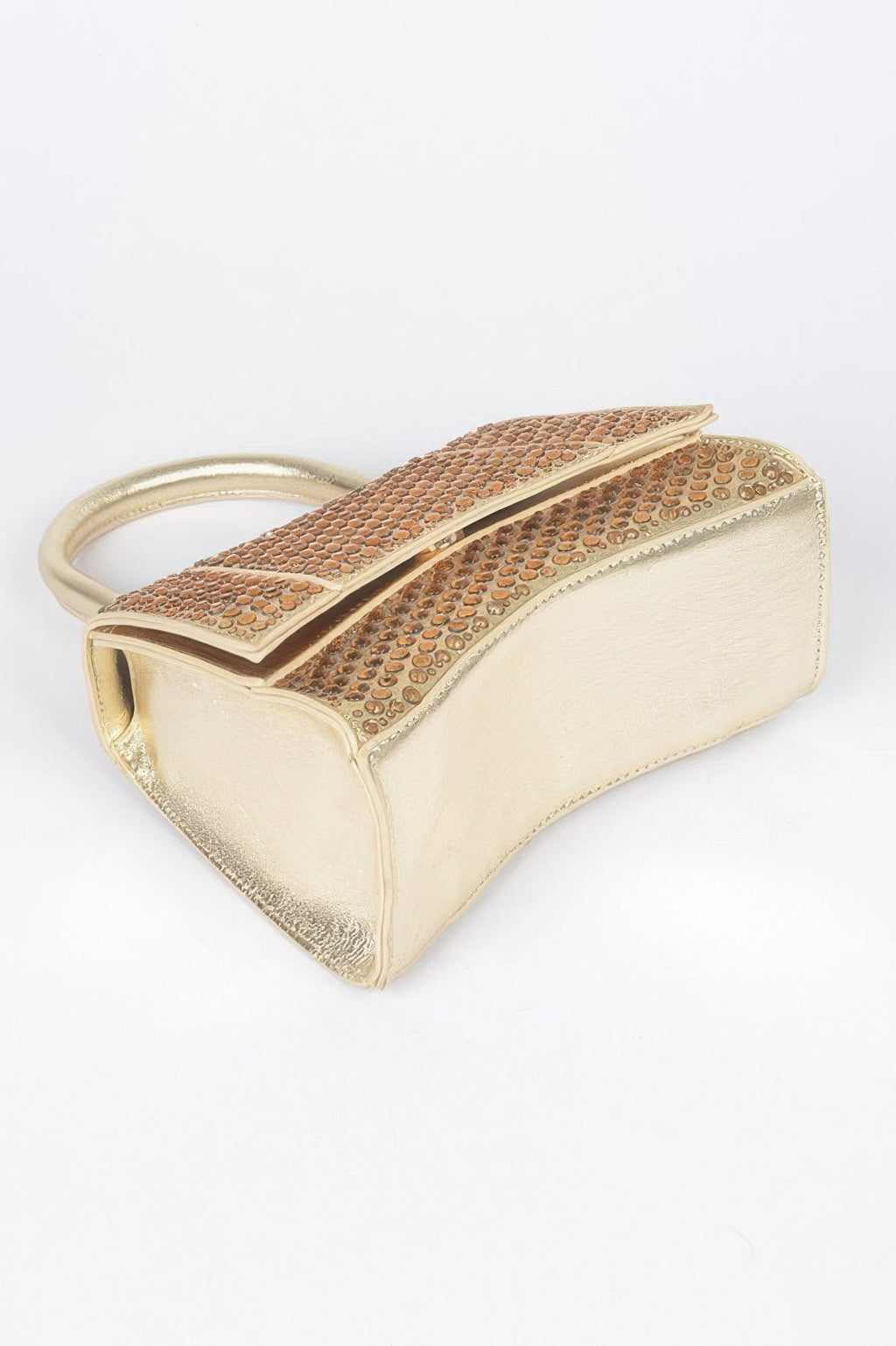 Sac à rabat avec poignée supérieure, orné de strass métalliques thermocollants