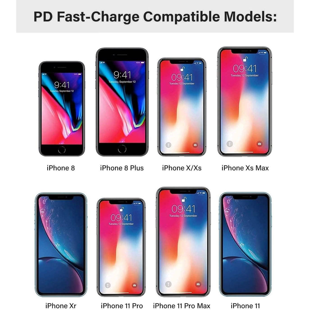 Chargeur mural rapide pour iPhone certifié Apple MFi (technologie PD 20 W)