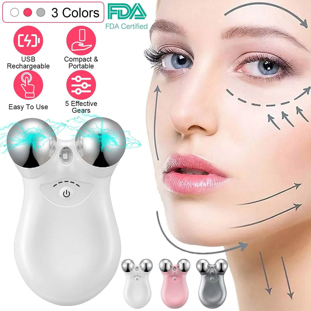 Masseur Facial Micro-Courant Roller Rechargeable avec 5 Vitesses