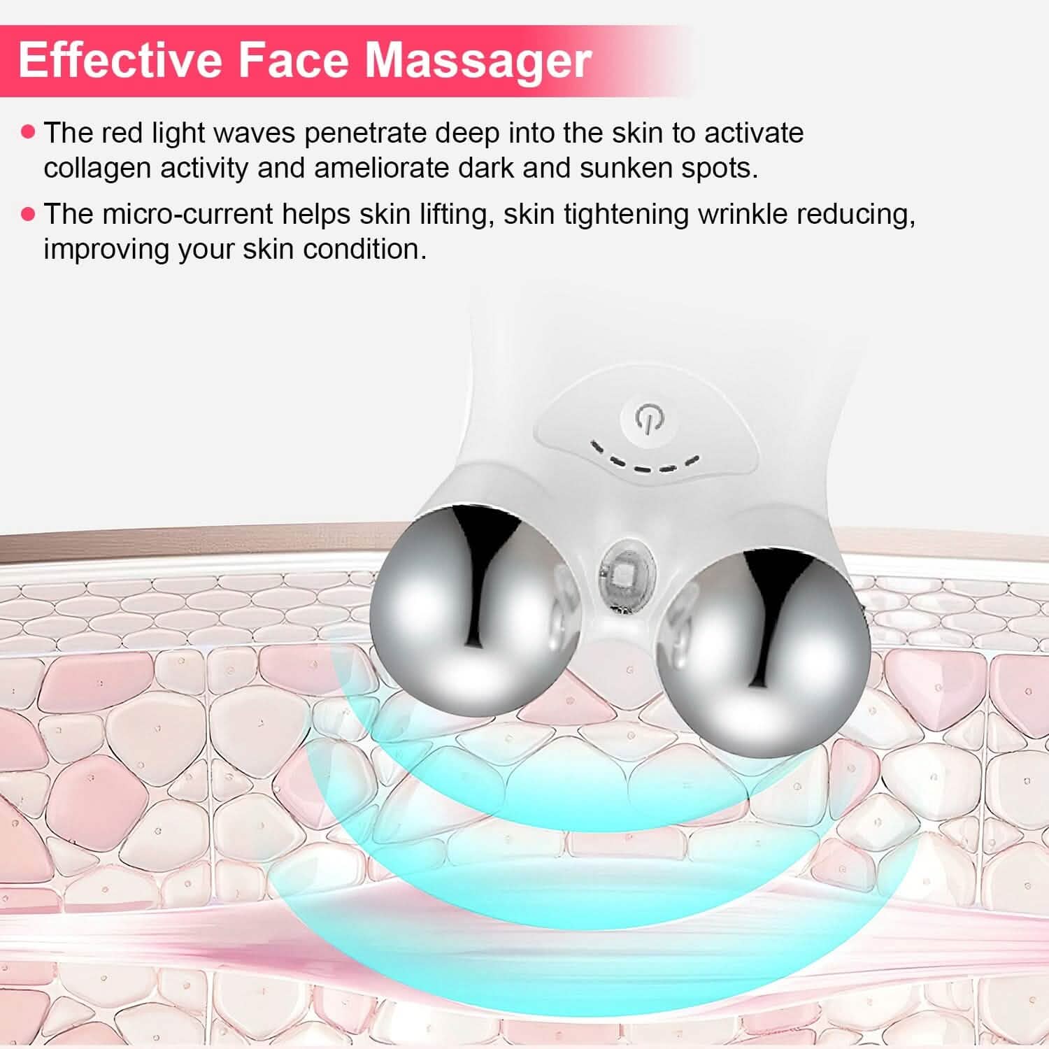 Masseur Facial Micro-Courant Roller Rechargeable avec 5 Vitesses