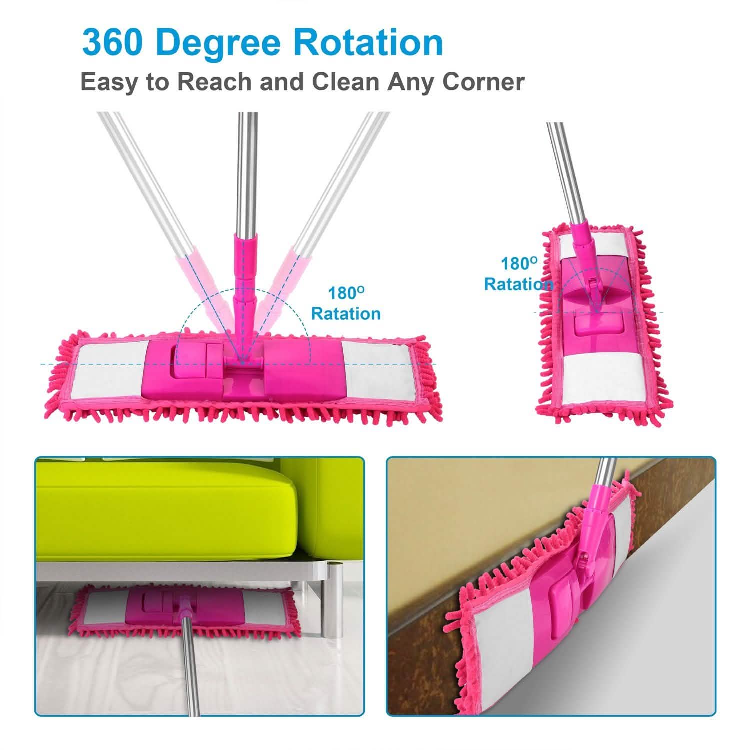 Serpillière à plancher rotative à 360° en microfibre