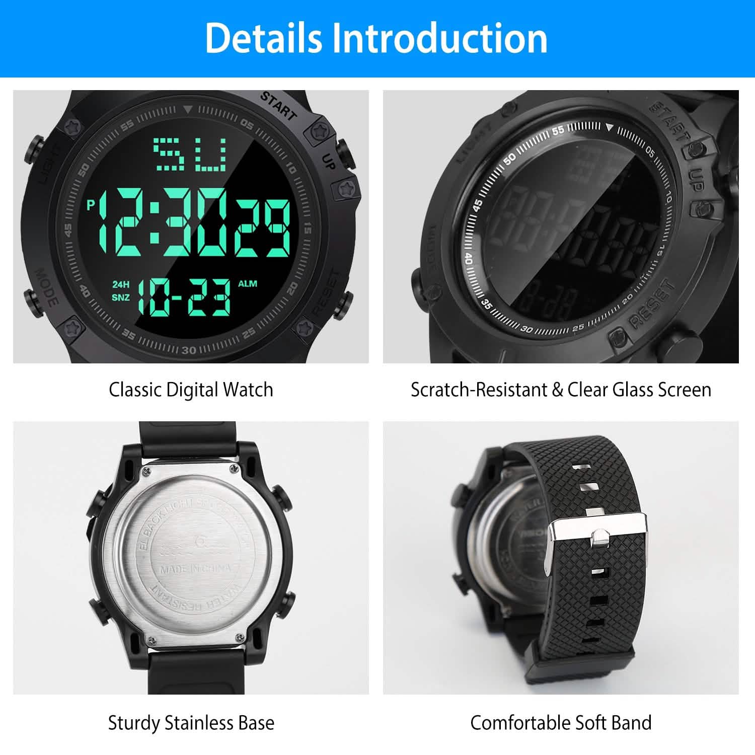 Montre-bracelet militaire avec rétroéclairage LED