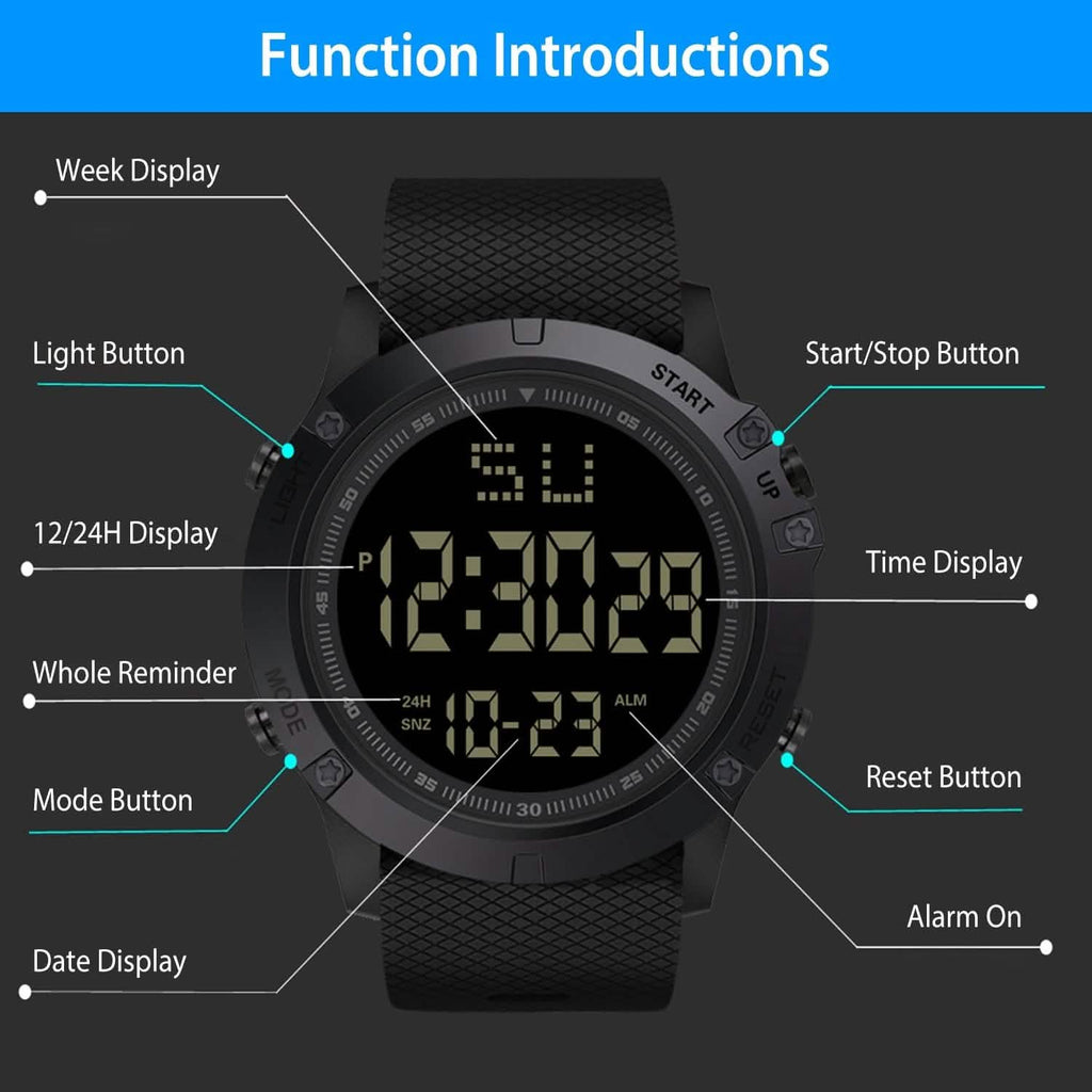 Montre-bracelet militaire avec rétroéclairage LED